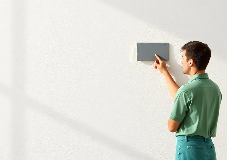Application d'un enduit décoratif à la lisseuse sur un mur
