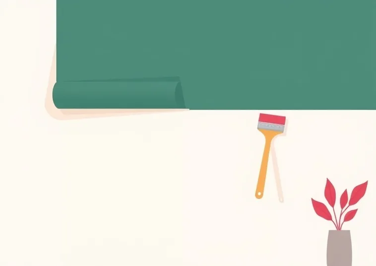 Pose de papier peint, rouleau et brosse à maroufler